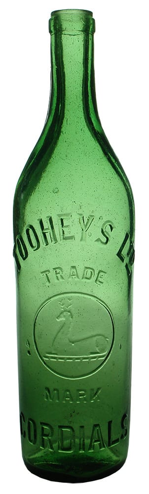 Green Glass Tooheys Sydney Cordial Bottle