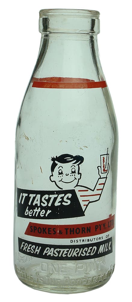 Spokes Thorn Vintage Advertising Milk Bottle