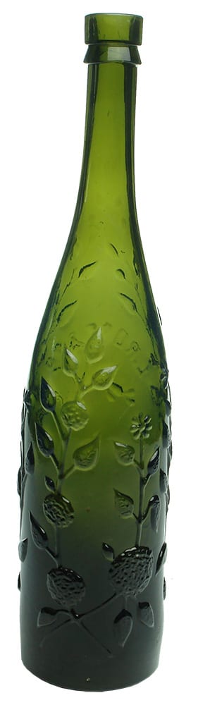 Rose Lime Juice Green Glass Cordial Bottle