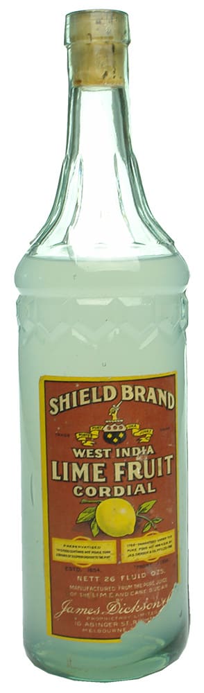 James Dickson Shield Brand Vintage Cordial Bottle