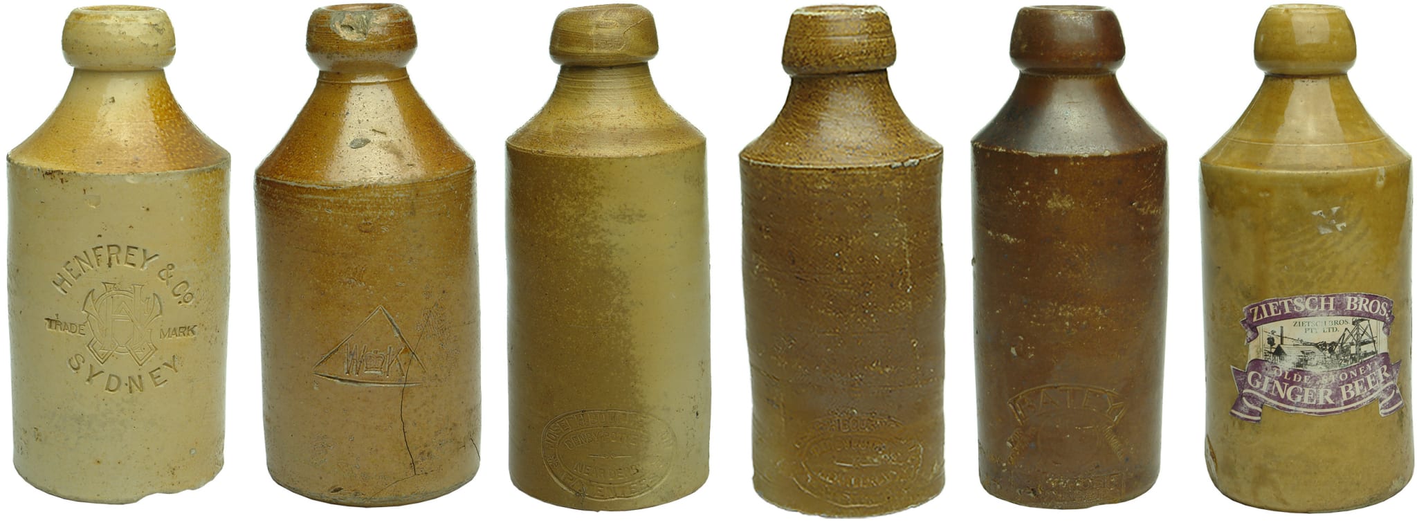 Antique Stoneware Ginger Beer Bottles