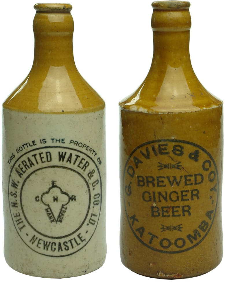 Antique Stoneware Ginger Beer Bottles