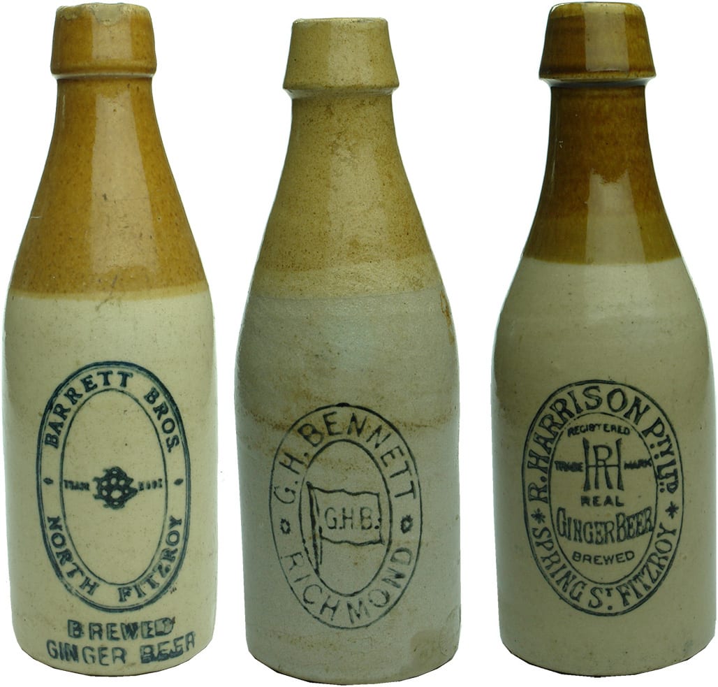 Collection Antique Vintage Stoneware Ginger Beer Bottles