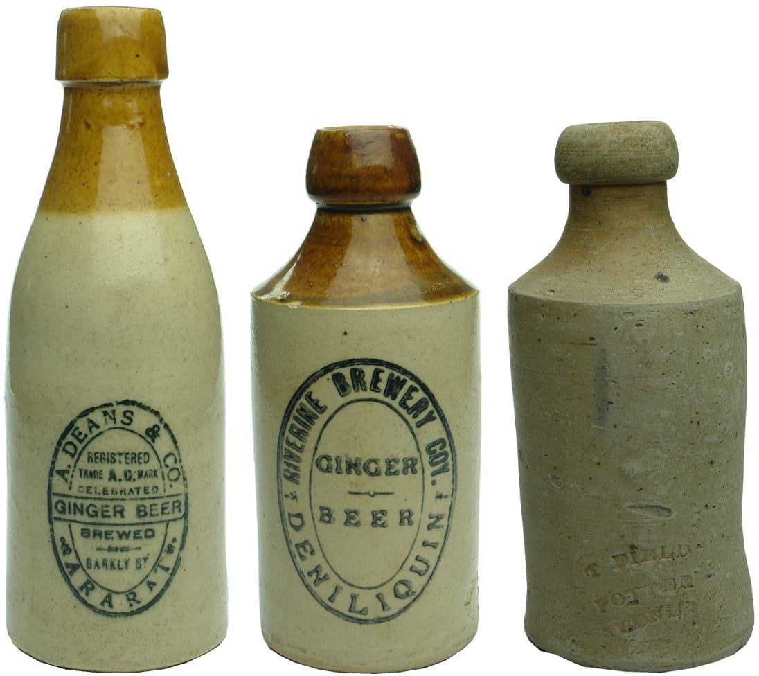 Collection Antique Vintage Stoneware Ginger Beer Bottles