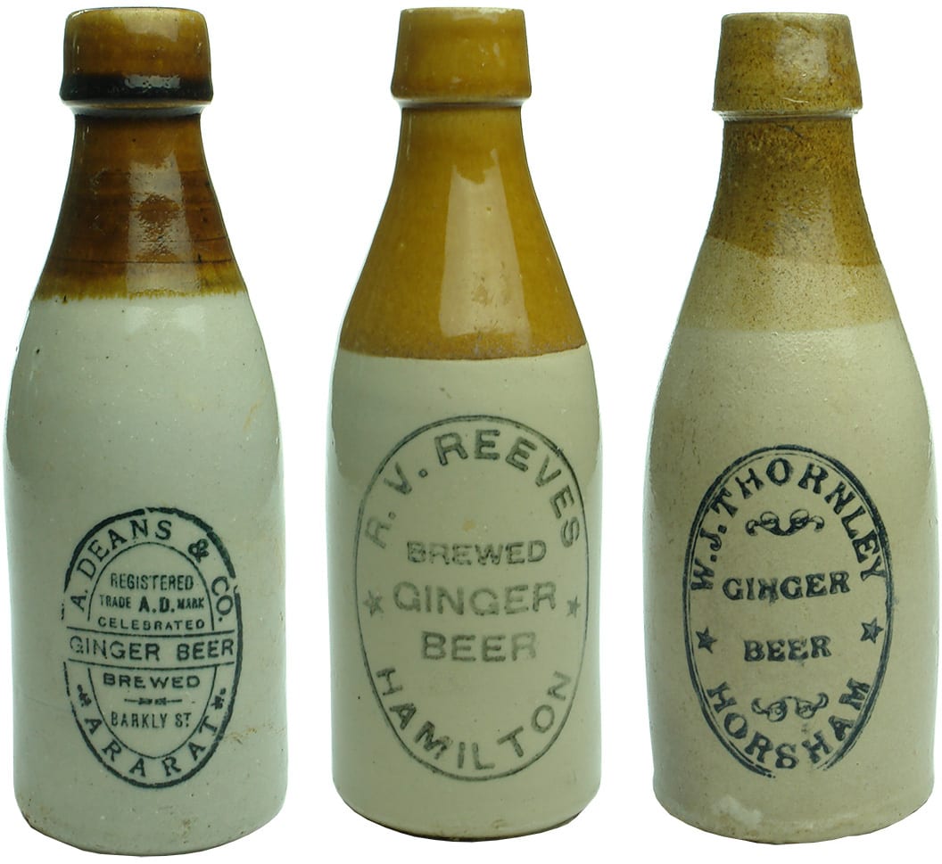 Collection Antique Vintage Stoneware Ginger Beer Bottles