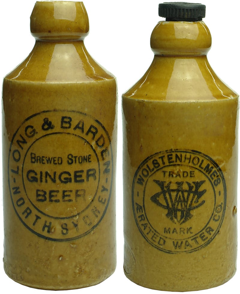 Collection Antique Vintage Stoneware Ginger Beer Bottles