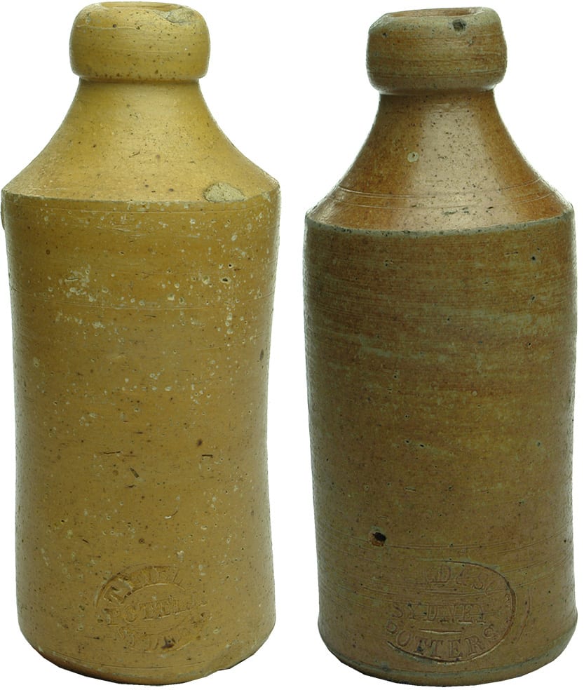 Collection Antique Vintage Stoneware Ginger Beer Bottles