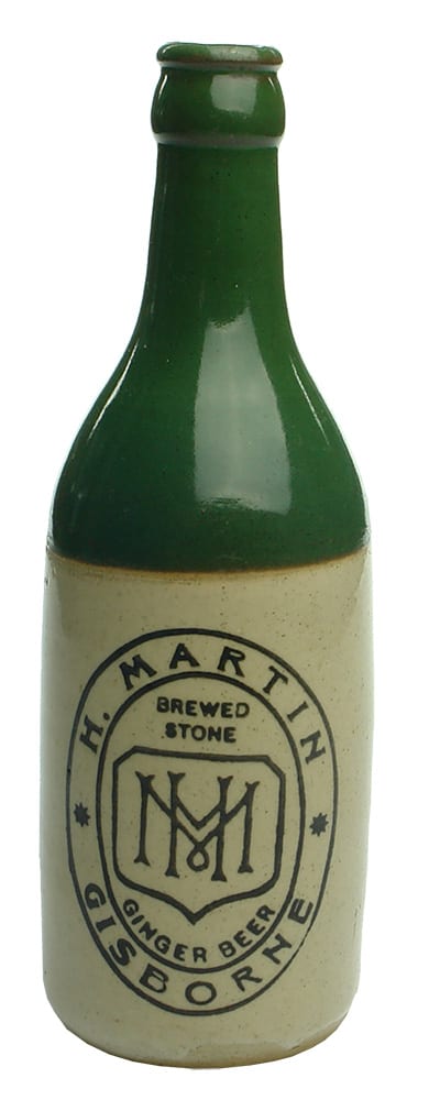 Martin Gisborne Green Top Ginger Beer Bottle New Zealand