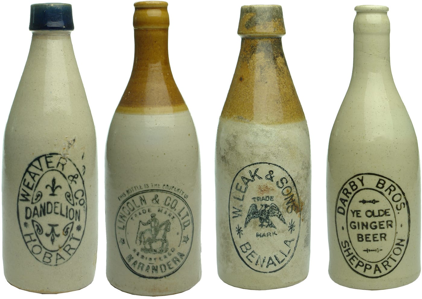 Collection Antique Vintage Stoneware Ginger Beer Bottles