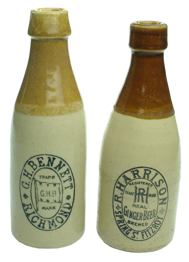 Collection Antique Vintage Stoneware Ginger Beer Bottles