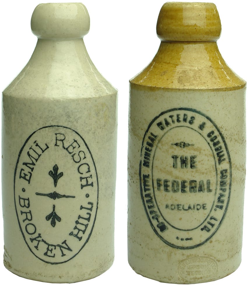 Collection Antique Vintage Stoneware Ginger Beer Bottles