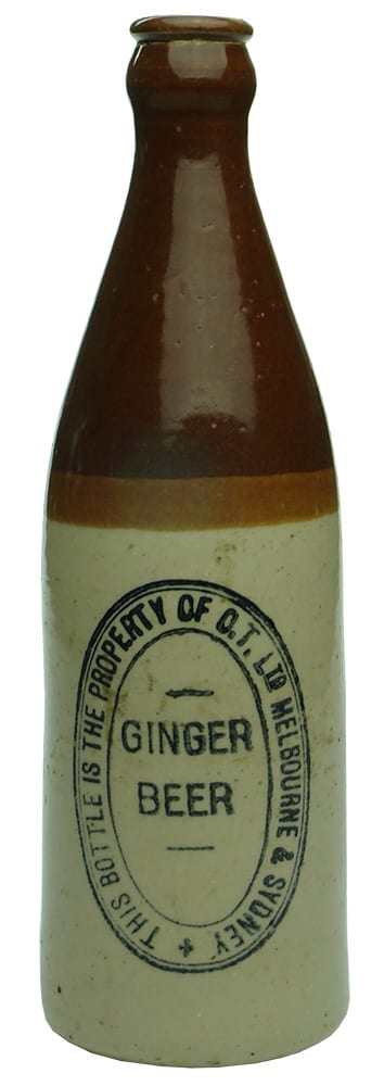 OT Limited Melbourne Sydney Stoneware Ginger Beer Bottle
