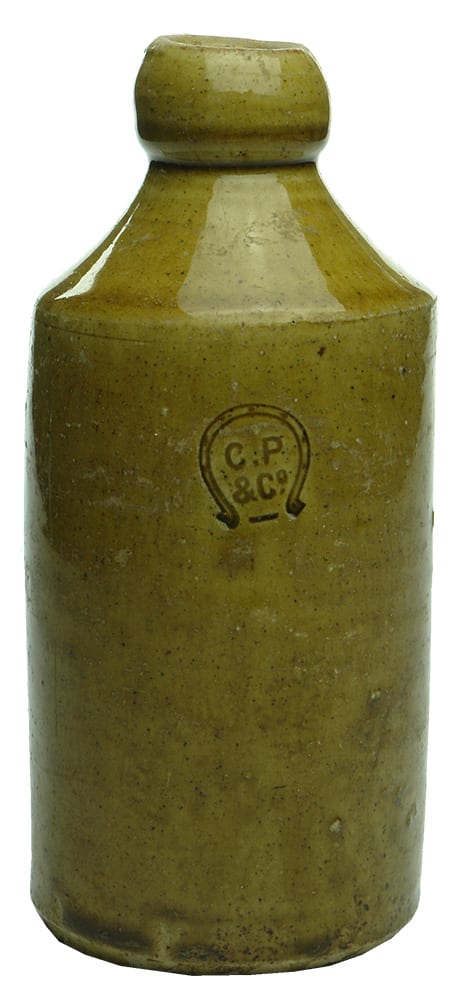 Horseshoe CP Pocock Impressed Stone Ginger Beer Bottle