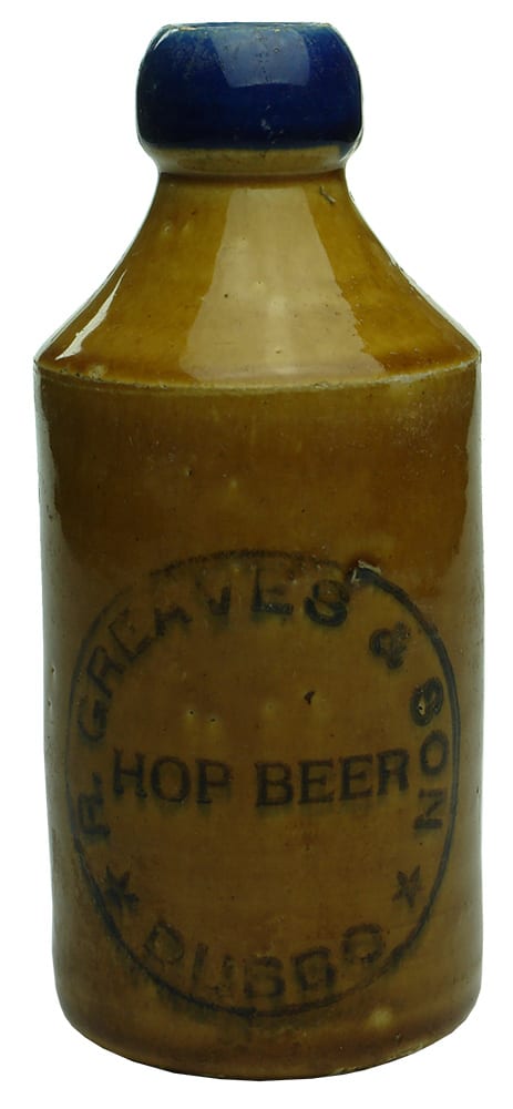 Greaves Hop Beer Dubbo Stoneware Bottle