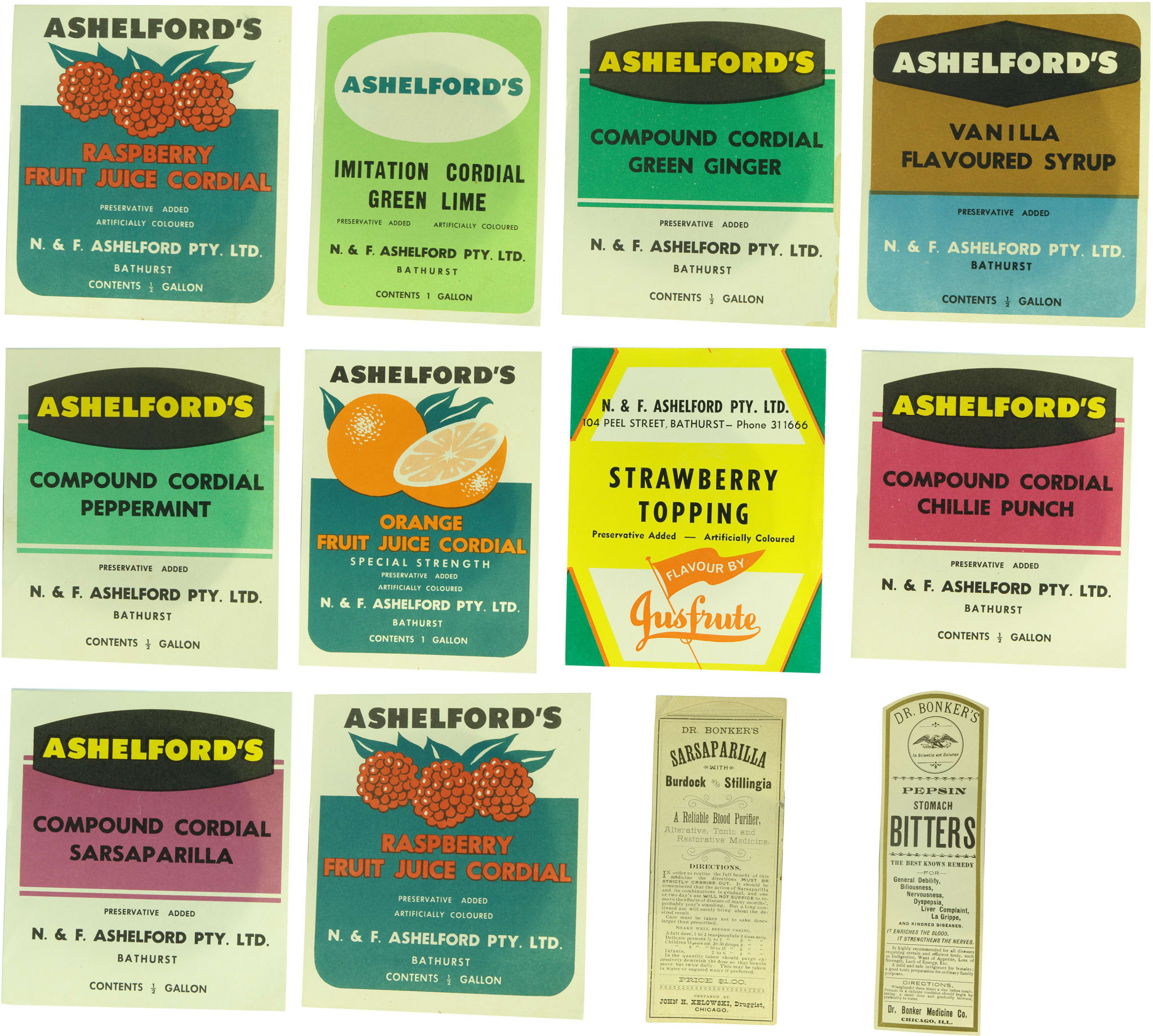 Ashelfords Bathurst Vintage Cordial Labels