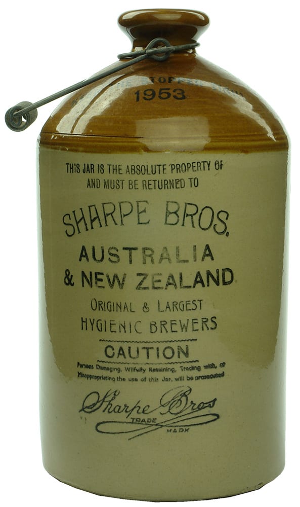 Sharpe Bros Australia New Zealand Stone Demijohn