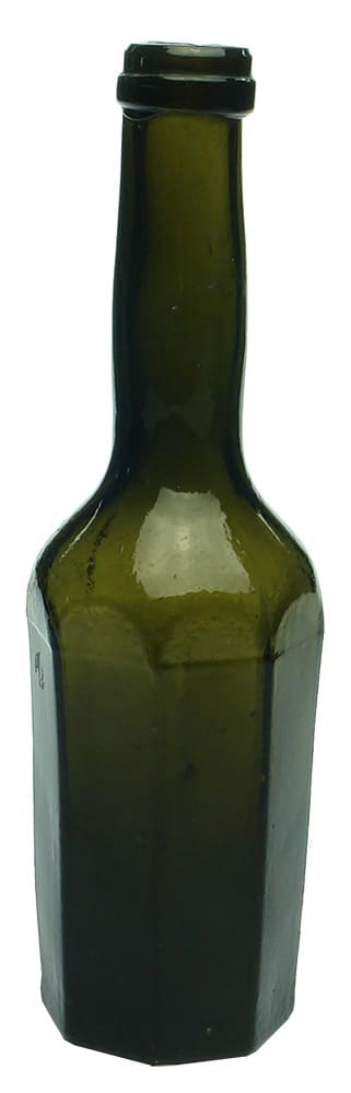 Black Glass Octagonal Utility Antique Bottle