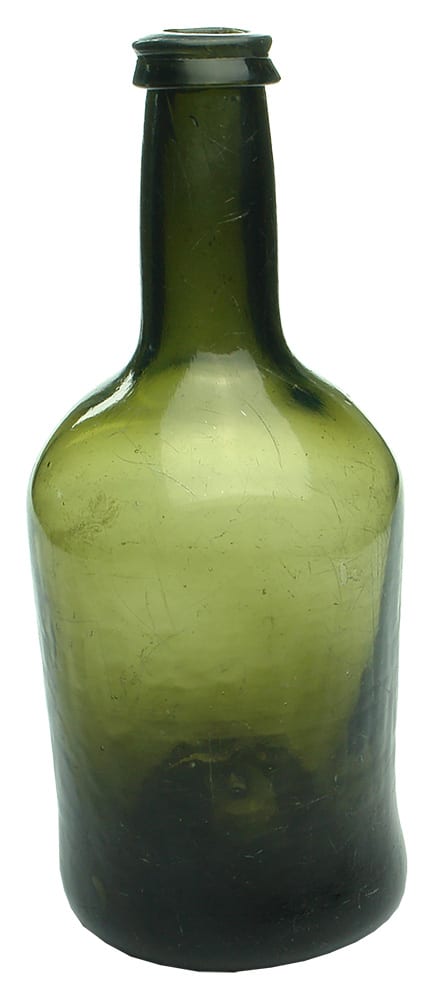 Antique Black Glass Mallet Shaped Wine Bottle
