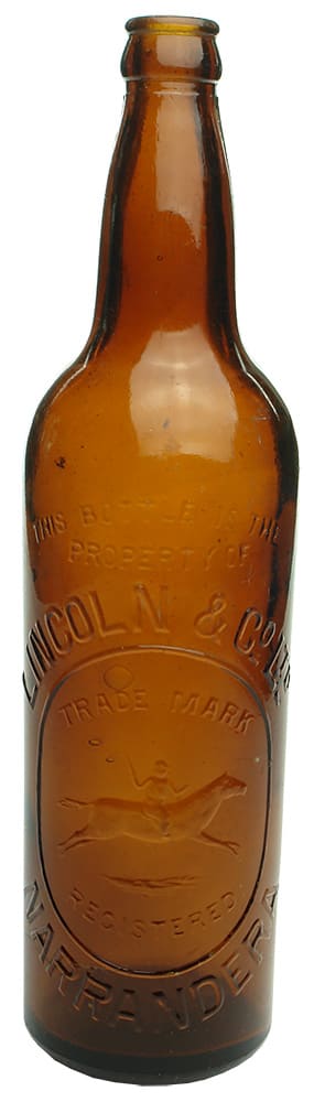 Lincoln Narrandera Stockman Antique Brown Beer Bottle