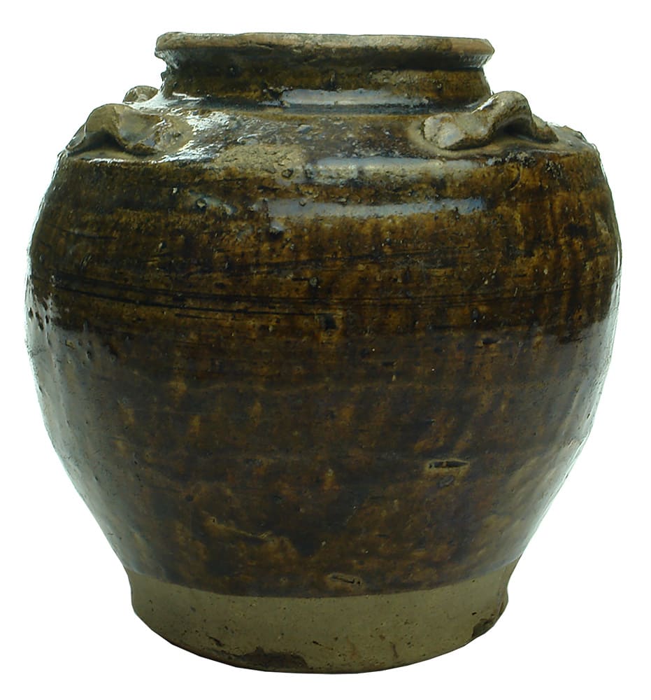 Antique Chinese Pottery Brown Glaze Jar