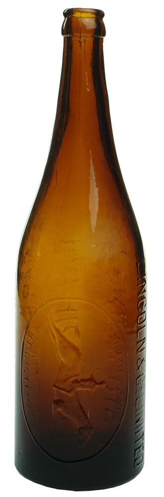 Lincoln Narrandera Stockman Antique Brown Beer Bottle