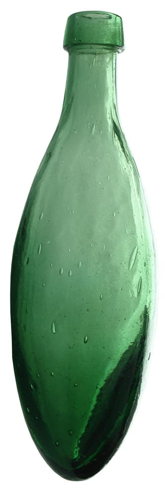 Square Lipped Green glass Antique Torpedo Bottle