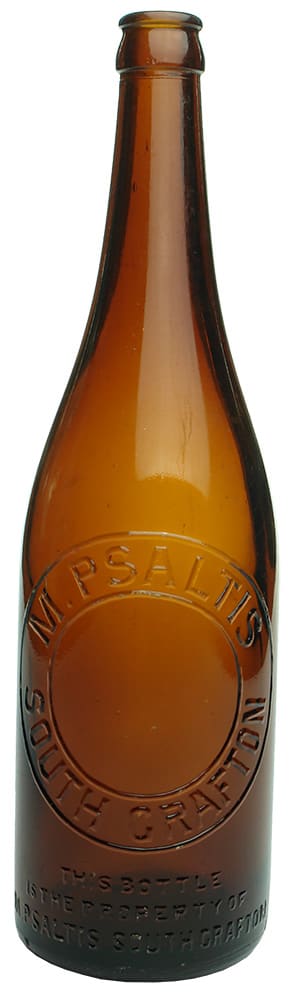 Psaltis South Grafton Brown Glass Beer Bottle