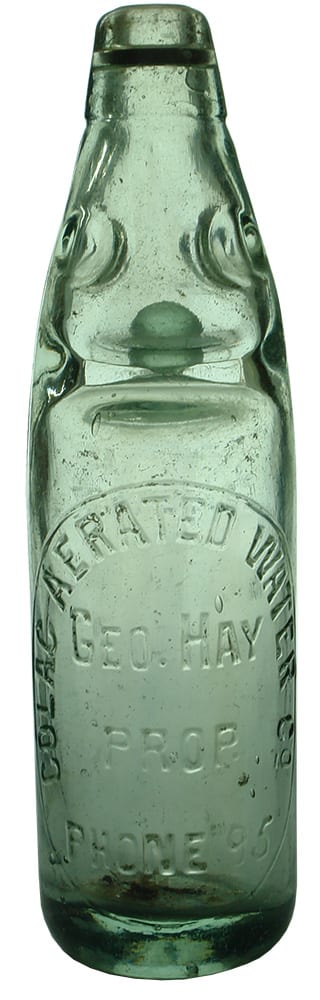 Colac Aerated Water Geo Hay Lemonade Codd Bottle