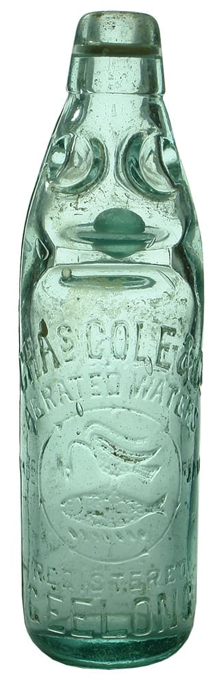 Chas Cole Geelong Aerated Waters Codd Bottle