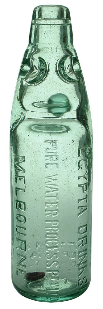 Egypta Drinks Pure Water Process Melbourne Codd Bottle