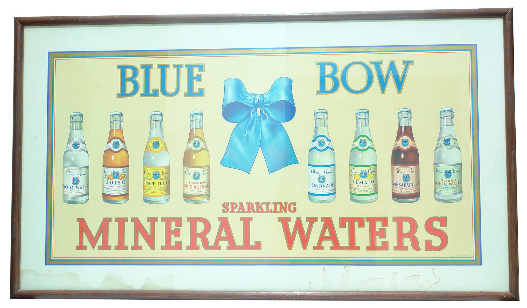 Blue Bow Mineral Waters Sydney Advertising Poster