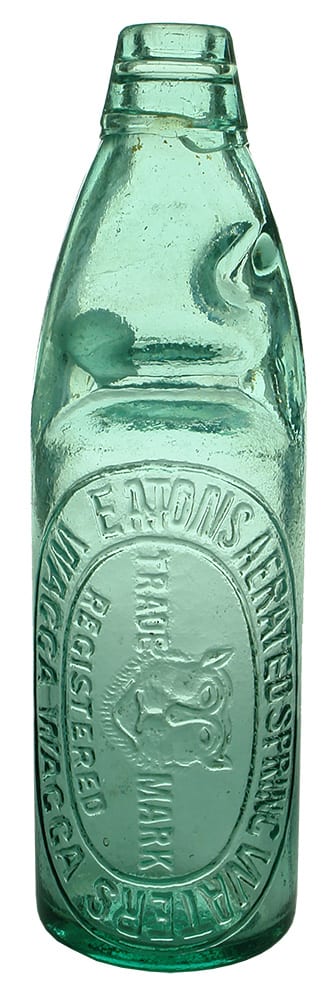 Eatons Aerated Spring Waters Wagga Codd Marble Bottle