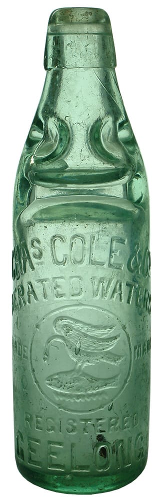 Chas Cole Geelong Aerated Waters Codd Bottle