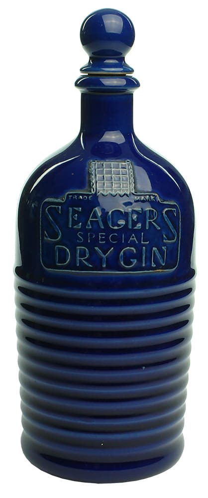 Seager's Special Dry Gin Blue Glaze Doulton Bottle
