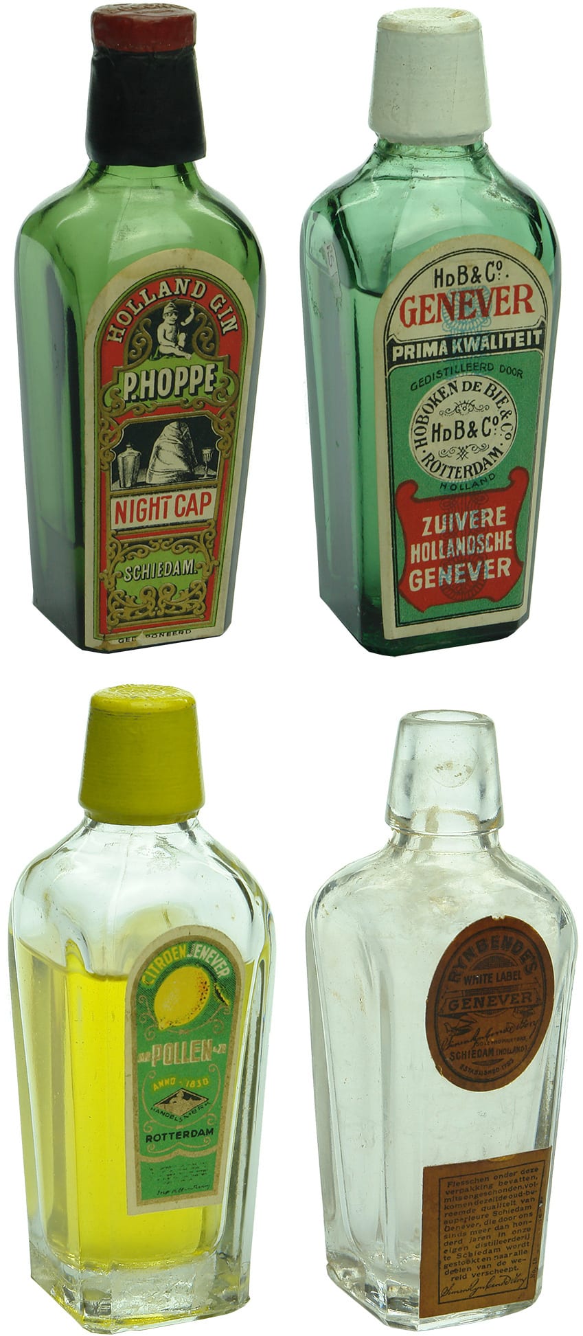 Vintage Sample Labelled Gin Bottles