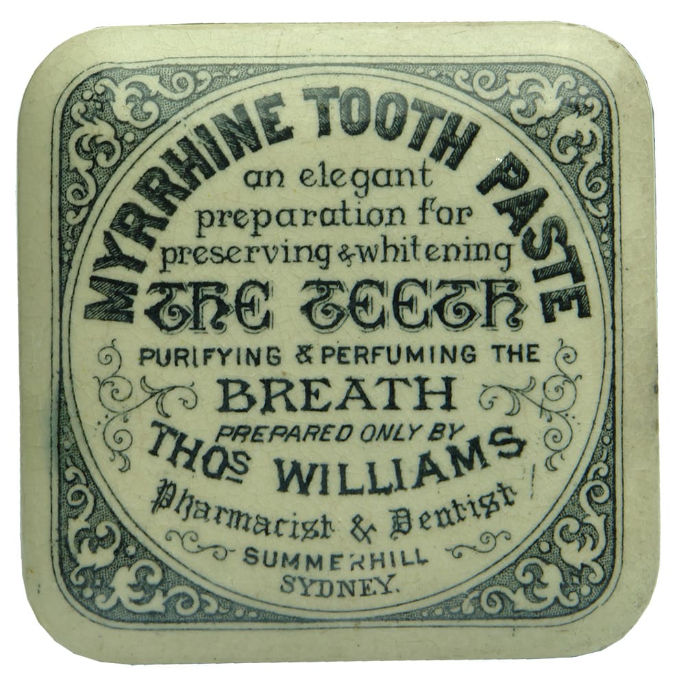 Myrrhine Tooth Paste Williams Summer Hill Sydney Pot Lid