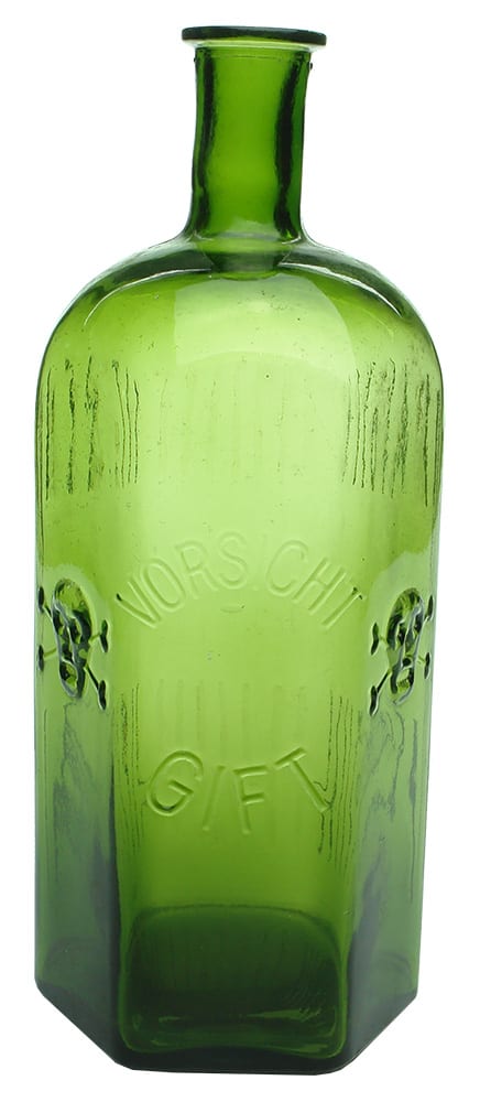 Vorsicht Gift Green Glass Poison Bottle