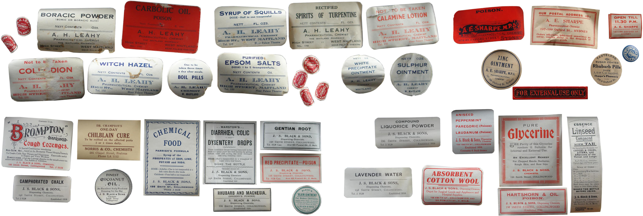 Vintage Ephemera Chemist Labels Cures