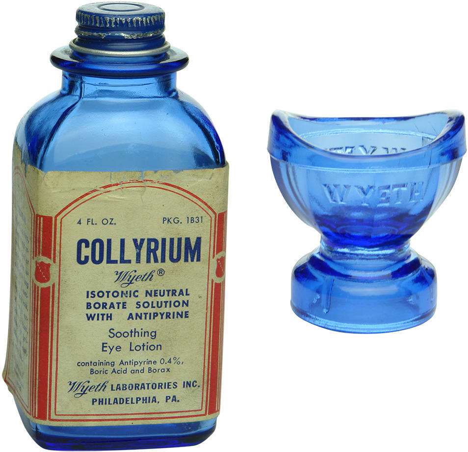 Wyeth Collyrium Cobalt Blue Bottle Eye Bath