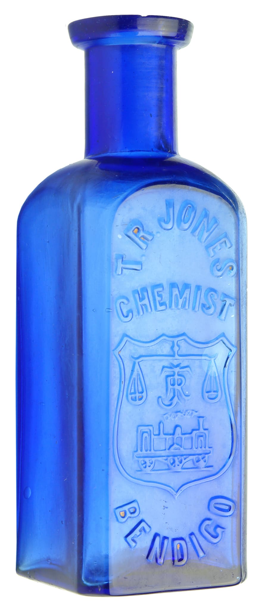 Jones Chemist Bendigo Blue Antique Bottle