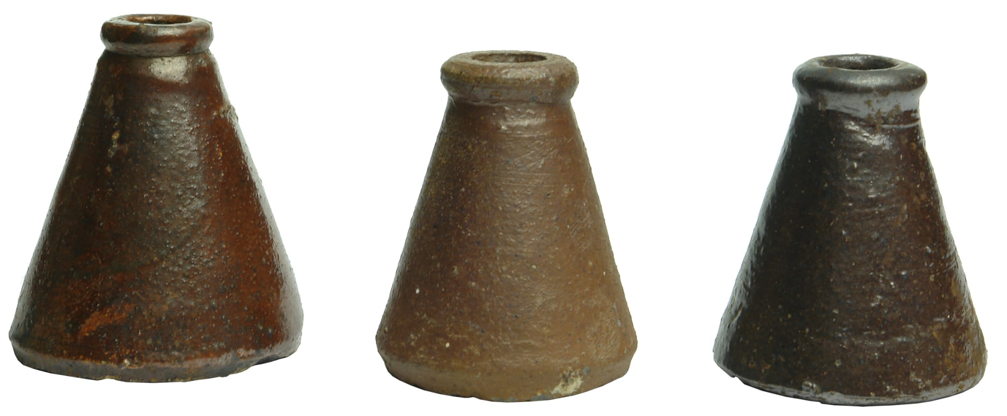 Antique Ipswich Pottery Cone Ink Bottles