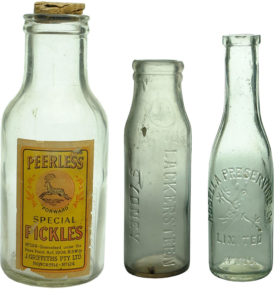 Antique Household Pickles Sauces Bottles