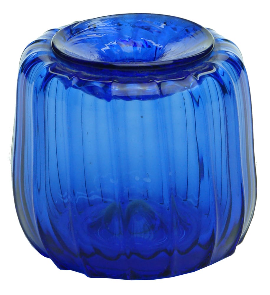 Blue Glass Swirled Inkwell Antique