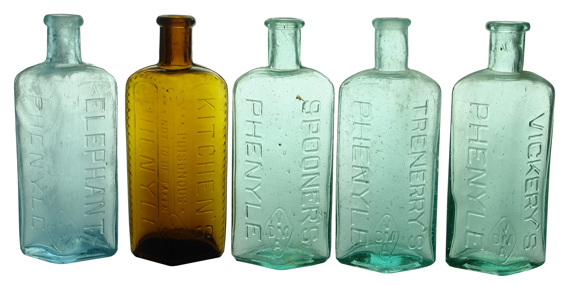 Antique Phenyle Poison Bottles