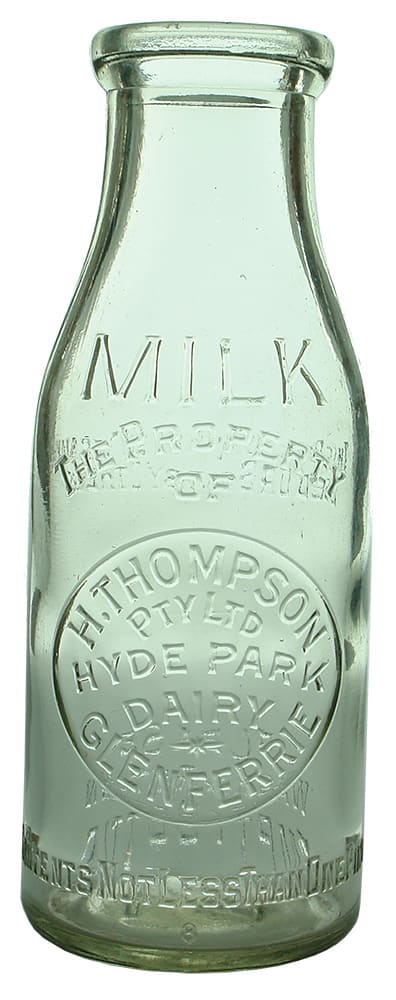 Thompson Hyde Park Dairy Glenferrie Milk Bottle