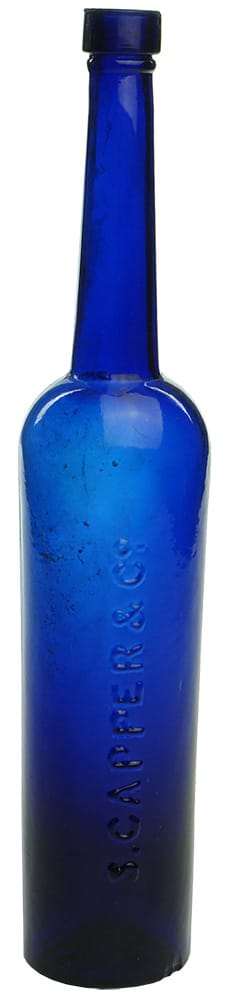 Capper Antique Cobalt Blue Castor Oil Bottle