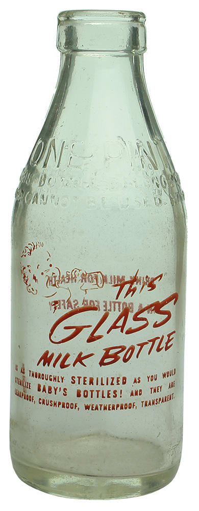 Glass Milk Bottle Pint Vintage