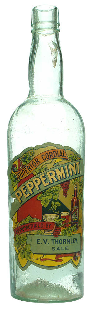 Thornley Sale Superior Peppermint Cordial label Bottle