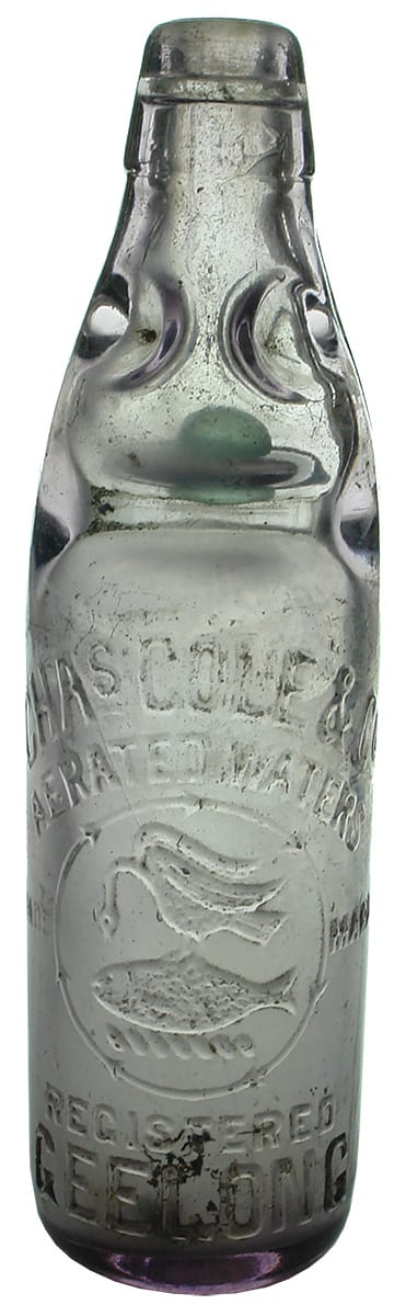 Chas Cole Geelong Heron Fish Aerated Waters Codd Bottle
