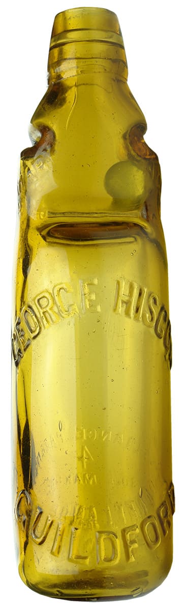 George Hiscox Guildford Amber Reliance Patent Codd Bottle